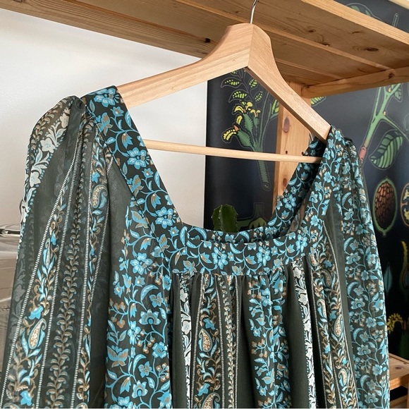 Anthropologie Blue Green Floral Sona Tunic Mini Dress Small - Picture 8 of 16